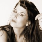 Woman with hair covering face