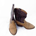 Woman looking at row of shoes