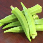 Closed Up Image of Several Okras On a Black, Square Plate, High Angle View, Differential Focus