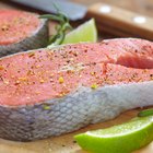 Whole salmon on ice