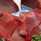 Raw salmon on baking paper