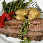 Delicious smoked pork with basil and vegetable