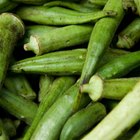 Closed Up Image of Several Okras On a Black, Square Plate, High Angle View, Differential Focus