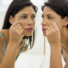 youtg beautiful woman eyebrow plucking tweezers eyes hair