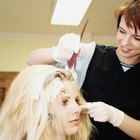 Woman coloring hair