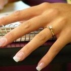 Woman tries on large gold ring