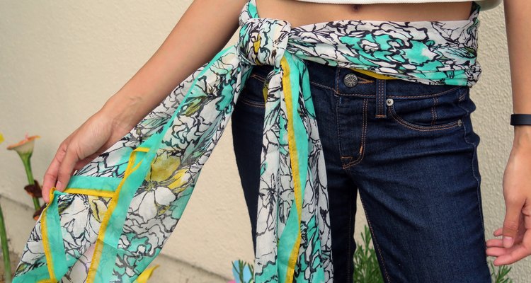 The completed belt scarf look.