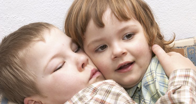 two childhood friends in an embrac