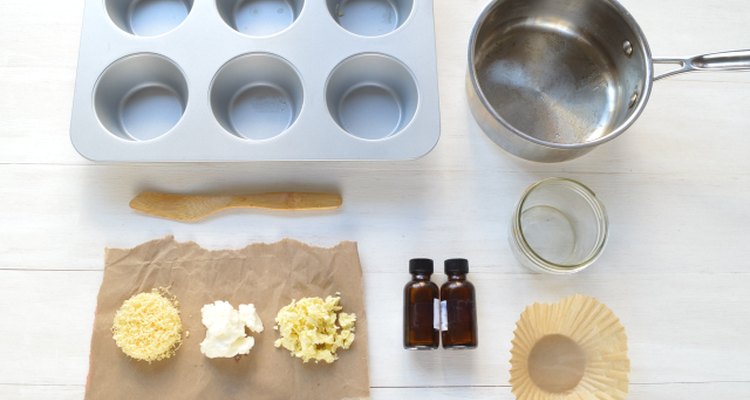 Materials needed for homemade body butter bars.