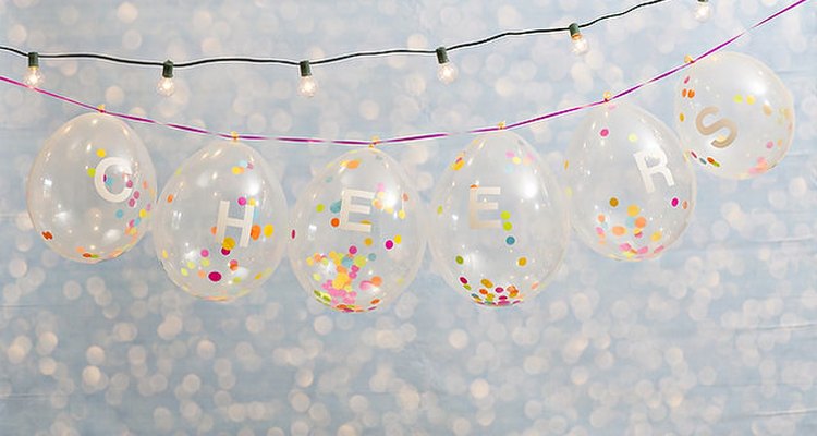Confetti-filled balloon banner