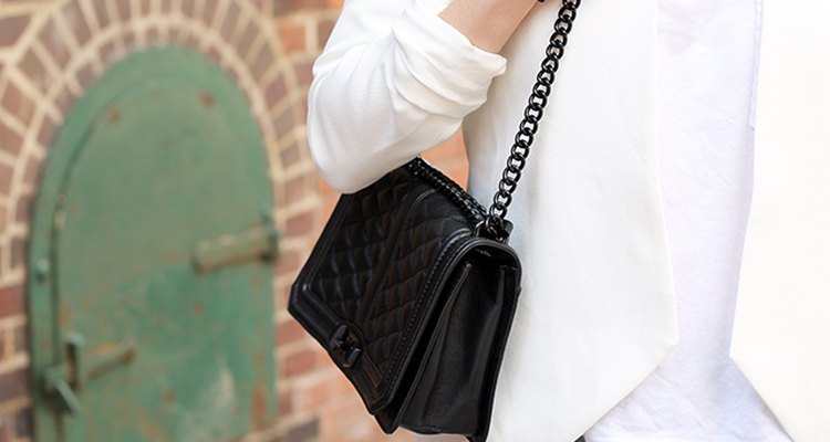 White tee, white blazer, black crossbody