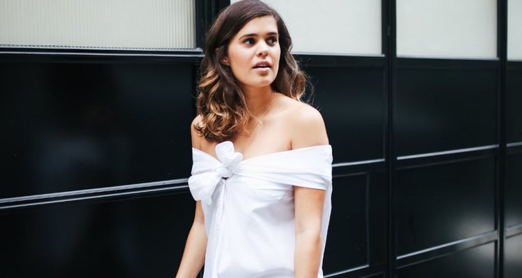off the shoulder shirt from a white shirt