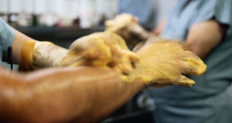 Surgeons Scrubbing Hands Before Surgery