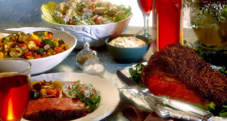 Spread with roast beef and wine