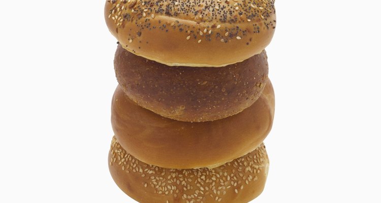Stack of assorted bagels