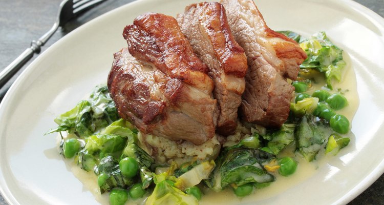 roast pork plated meal