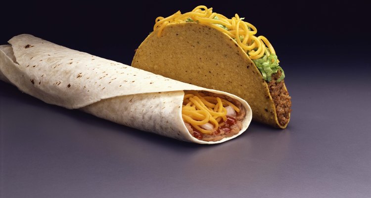 Taco and bean burrito