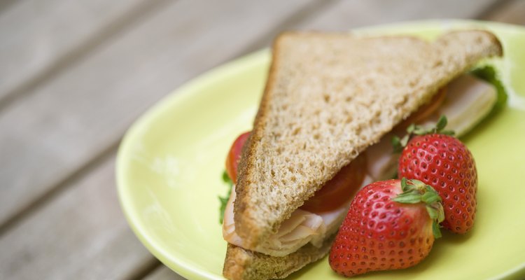 Turkey sandwich with strawberries