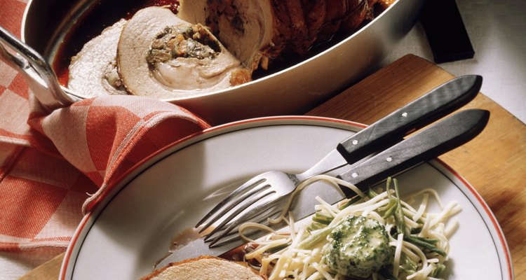 Rolled roast Pork with Pasta