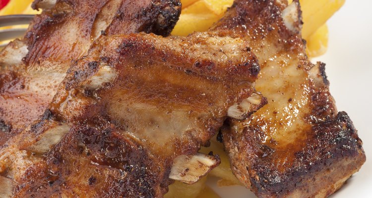 Grilled ribs on plate