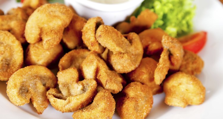 Deep-fried champignon mushrooms