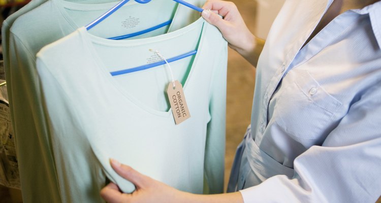 Woman shopping for organic clothing