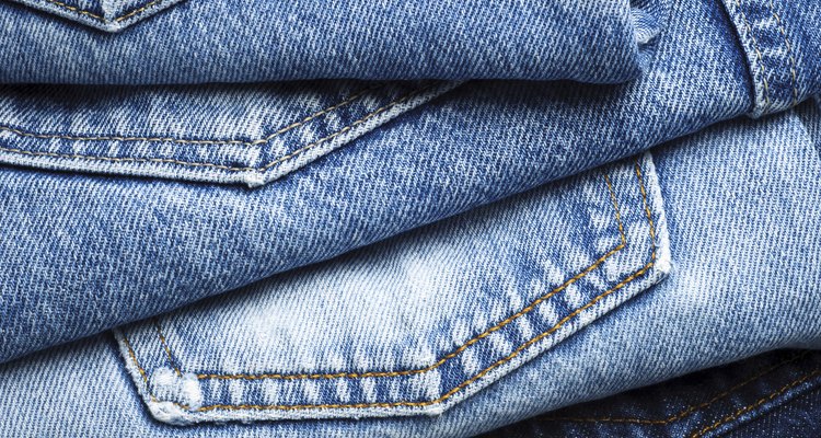 Worn denim jeans