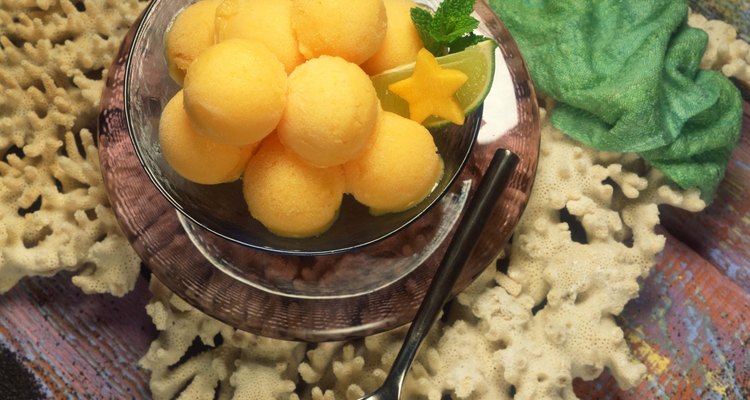 Mango ice cream on coral