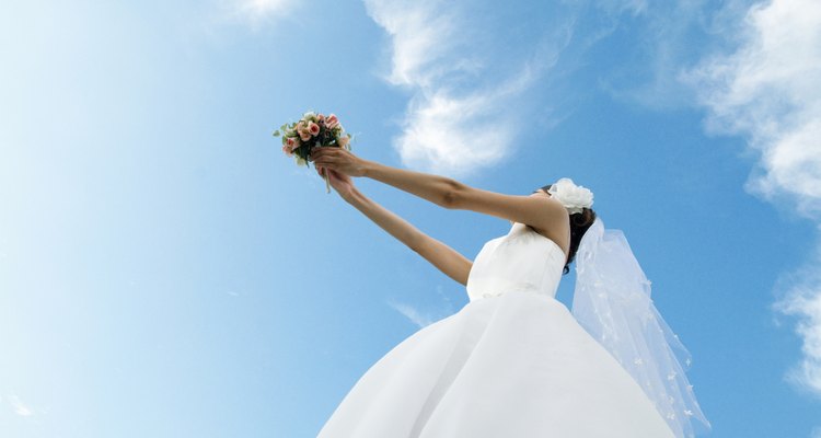 Bride about to throwing a bouquet