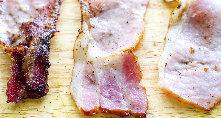 Back or Canadian bacon deep fried with garlic