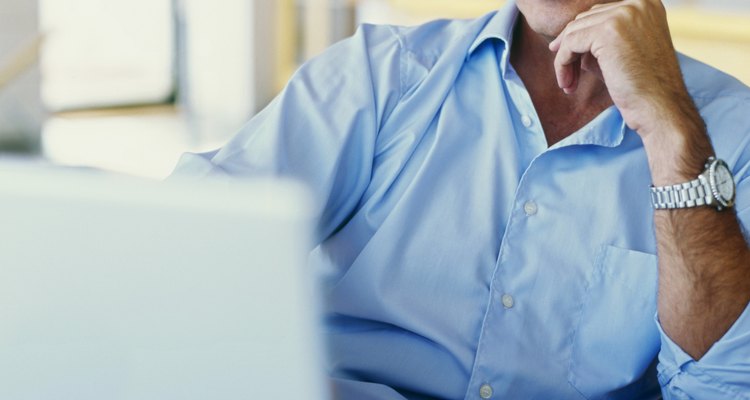 businessman using a laptop in an office