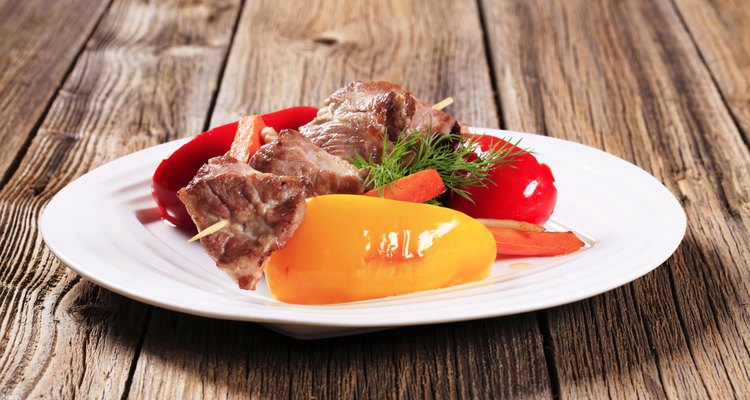 Venison skewer and vegetables