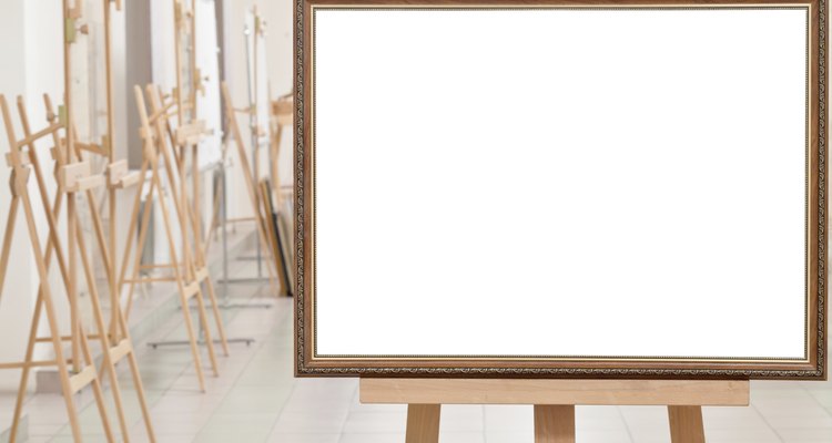 big picture frame on easel in gallery hall
