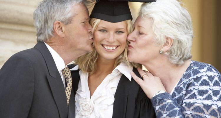 Parents kissing woman