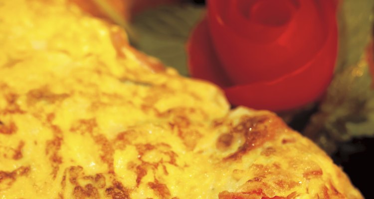 close-up of an egg topped baked dish
