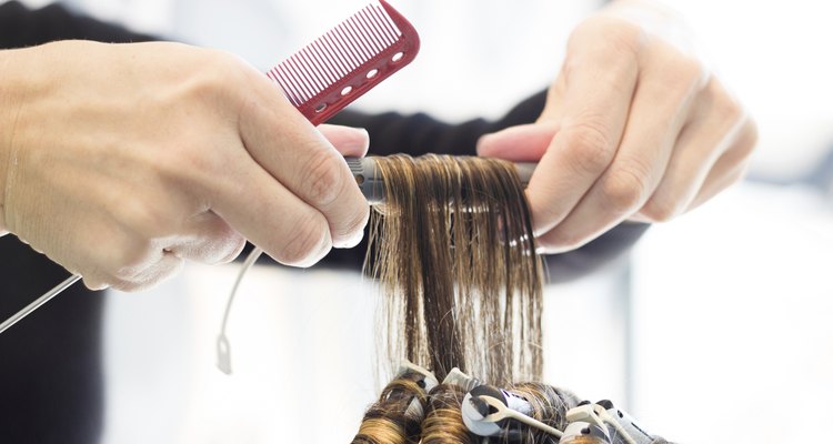 Hairstylist Putting in Hair curlers