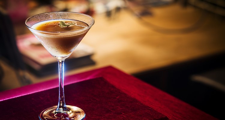chocolate and cream martini in bar at night