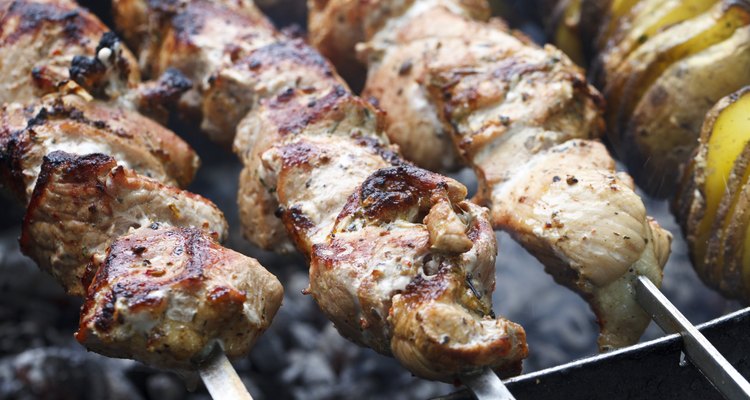 shish kebab on skewers