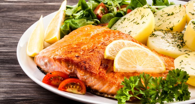Roasted salmon and vegetables