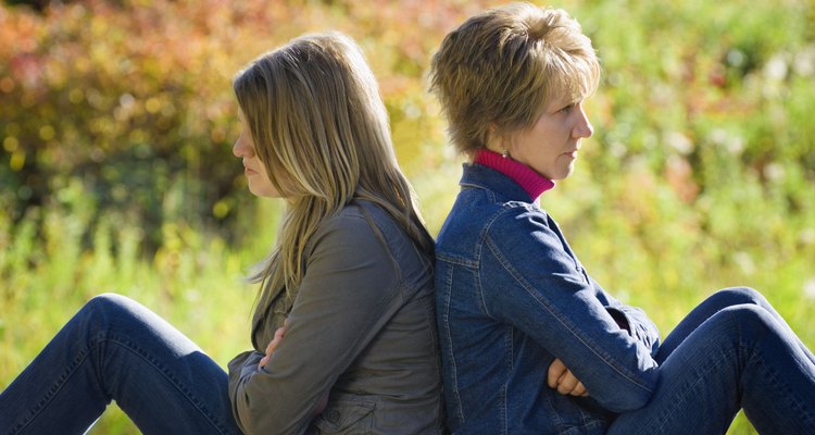 Angry mother and daughter sulking