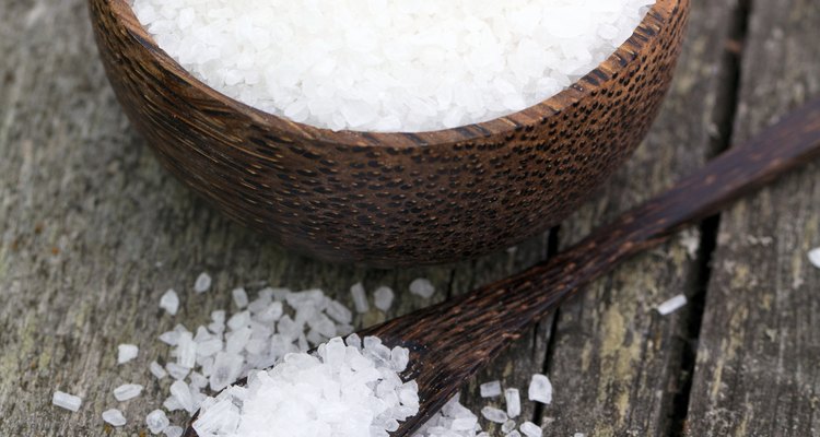 sea salt on wooden background
