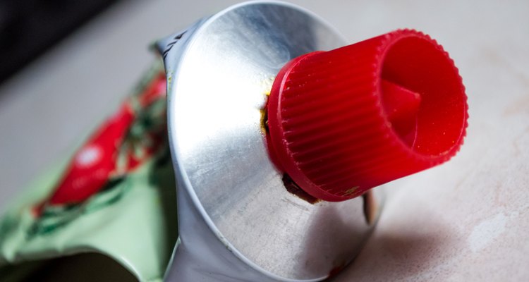 Top of a Tube of Tomato Paste