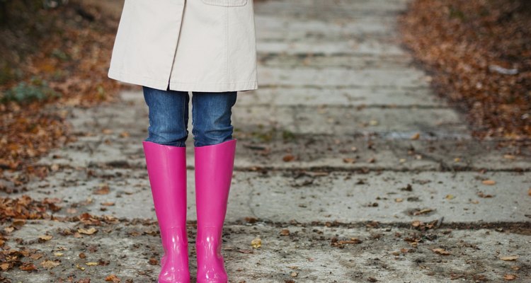 Woman wearing rubber boots