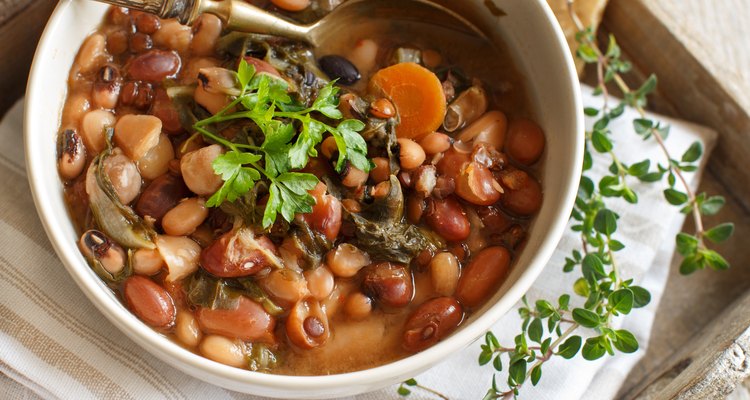 Cooked legumes and vegetables in a bowl