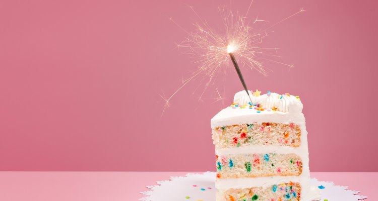 Slice of Birthday Cake with Sparkler